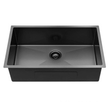 Aquacubic 30 inch Cupc Certified Single Bowl Gunmetal Black PVD Nano Stainless Steel Undermount Kitchen Sink